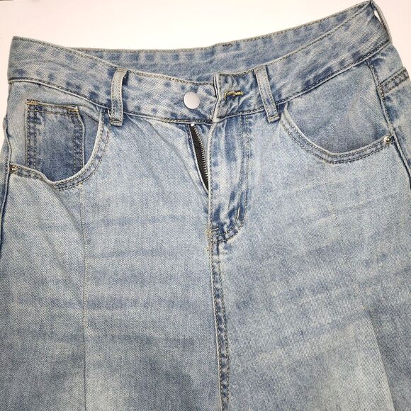 Women's Extra Wide Leg High Rise Front Pleated Jeans - Picture 3 of 12